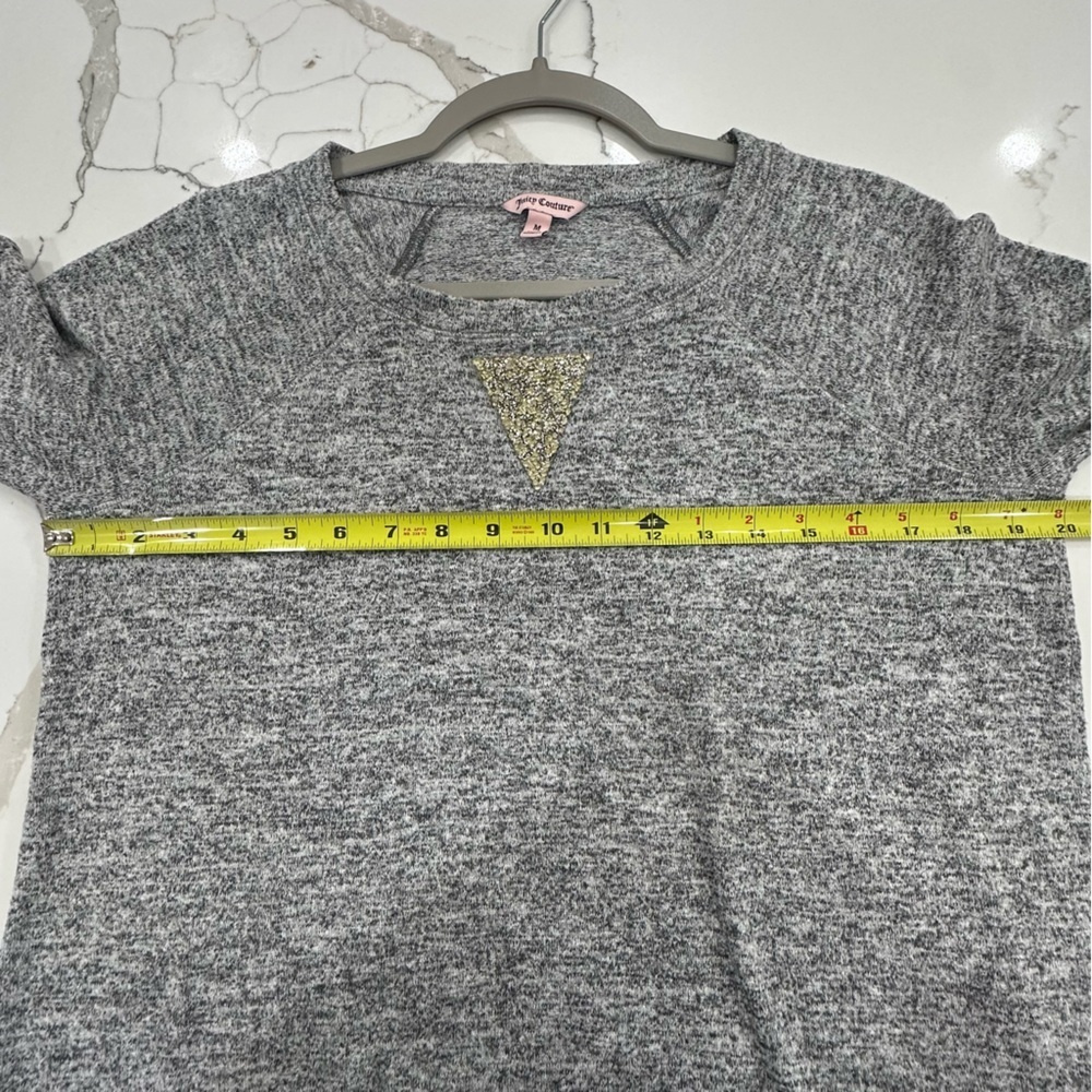 Juicy Couture Gray Space Dye Raglan Pullover Sweater with Crystal Inlay - Size M - Picture 6 of 8